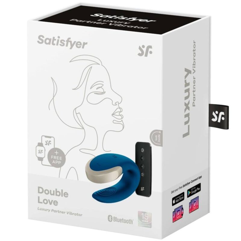 Vibratore di coppia Satisfyer App Double Love Luxury Blue – Design ergonomico per il piacere condiviso
