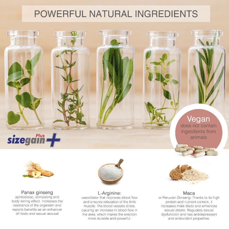 500 Cosmetics SizeGain Plus – Complemento Natural Para Potenciar la Confianza Masculina