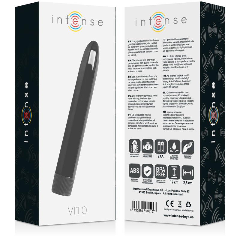Vibratore INTENSE Vito Nero – Massaggiatore con forti vibrazioni per i viaggi