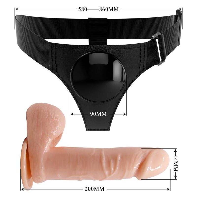 PRETTY LOVE - HARNESS BRIEFS ARNÉS UNIVERSAL CON DILDO TOM 20 CM NATURAL-PRETTY LOVE-Noxtic