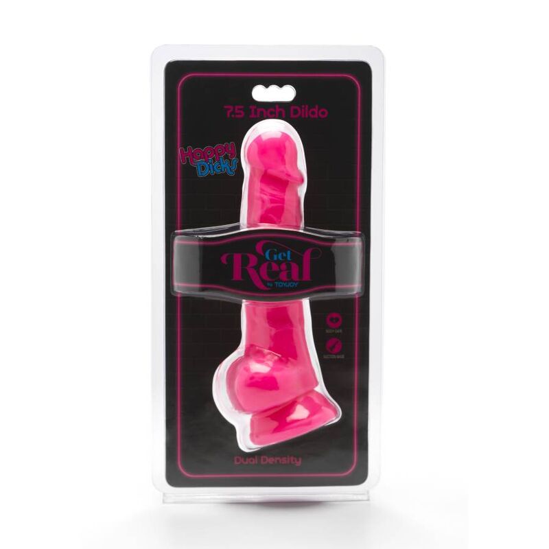 GET REAL Happy Dicks 19 CM Rosa – Diseño Realista Con Estimulación Sensacional