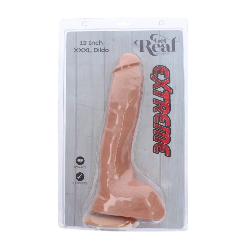 Get Real Extreme Dildo 34 Cm – Diseño Natural Con Base De Ventosa Para Uso Versátil