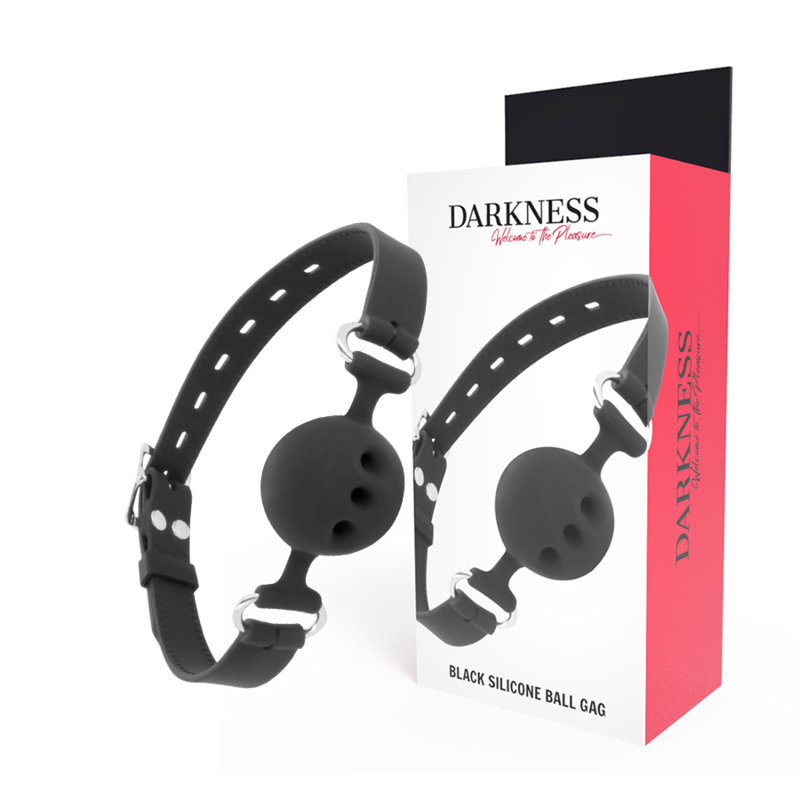 Comprar DARKNESS Mordaza Transpirable Silicona Negra – Diseño Ajustable Con Correas De Cuero Elegantes-Noxtic