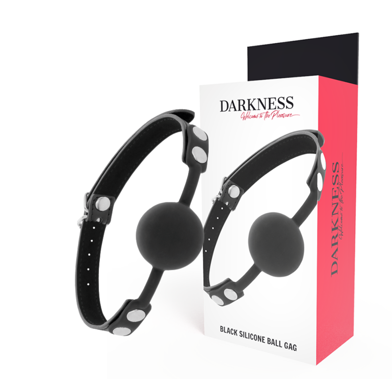 Comprar DARKNESS Mordaza Silicona Negra – Diseño Ajustable Con Correstrapas De Cuero Elegantes-Noxtic