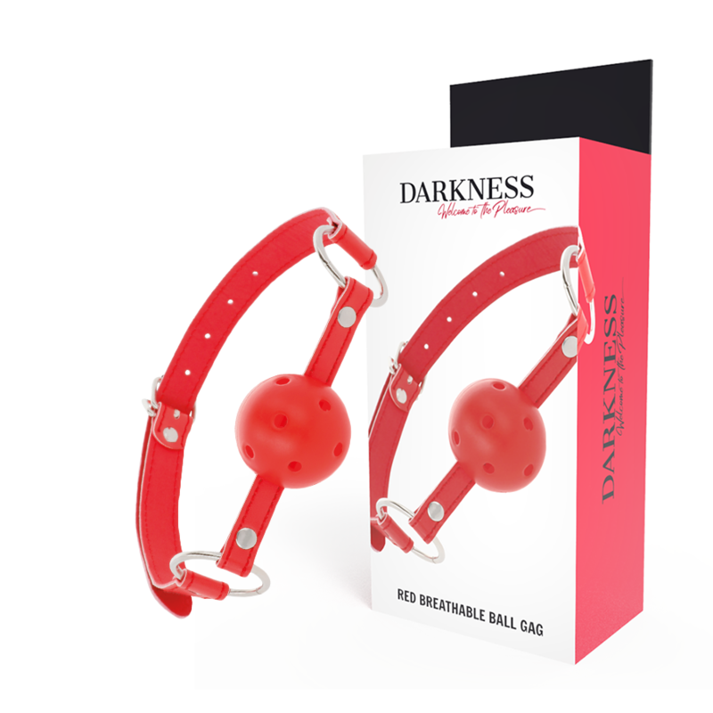 Comprar DARKNESS Mordaza Transpirable Roja – Ajuste Perfecto Con Correas De Cuero Elegantes-Noxtic