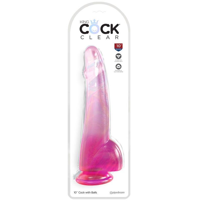 KING COCK - CLEAR DILDO CON TESTÍCULOS 19 CM ROSA