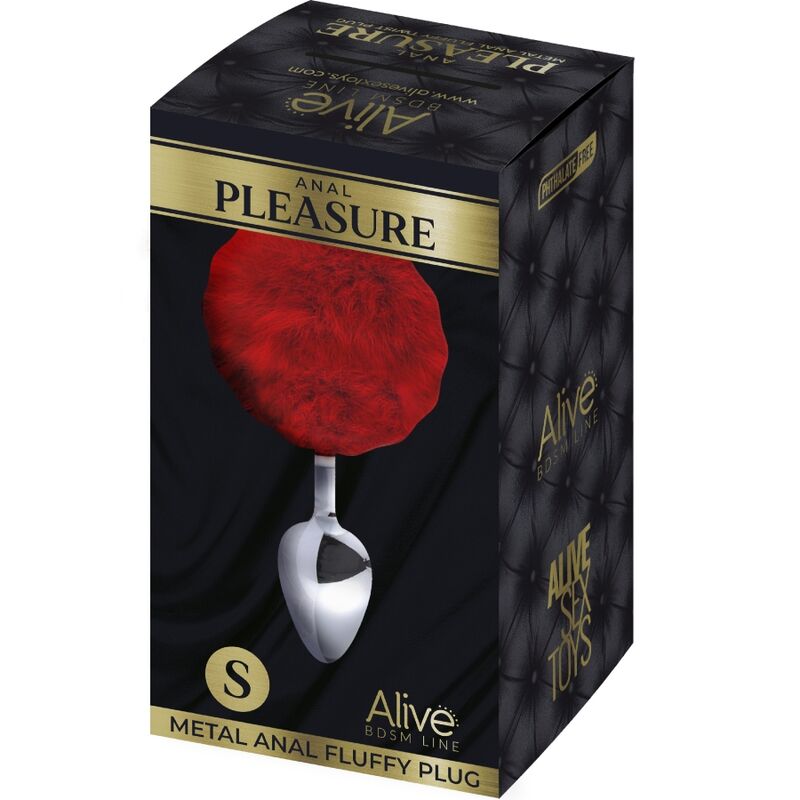 Plug anale ALIVE con pompon in metallo liscio, rosso, taglia S – Design elegante per un piacere sicuro e affidabile