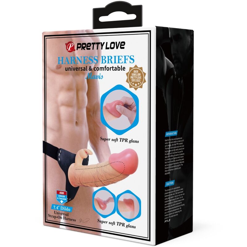 PRETTY LOVE - MAVIS HARNESS BRIEFS UNIVERSAL CON DILDO 19 CM NATURAL-PRETTY LOVE-Noxtic