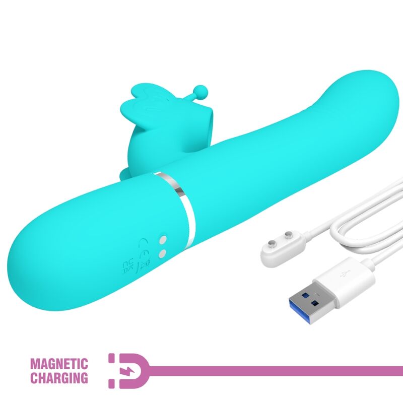 Comprar Pretty Love Vibrador Rabbit Multifunción 4 en 1 Verde Agua – Estimulación Dual Para Placer Intenso-Noxtic