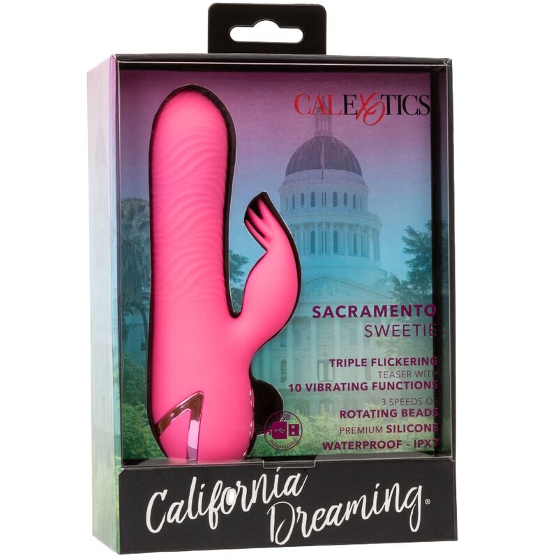 CALEXOTICS Sacramento Sweetie Rabbit Vibrator Rosa – Doppio stimolatore con potente vibrazione e rotazione