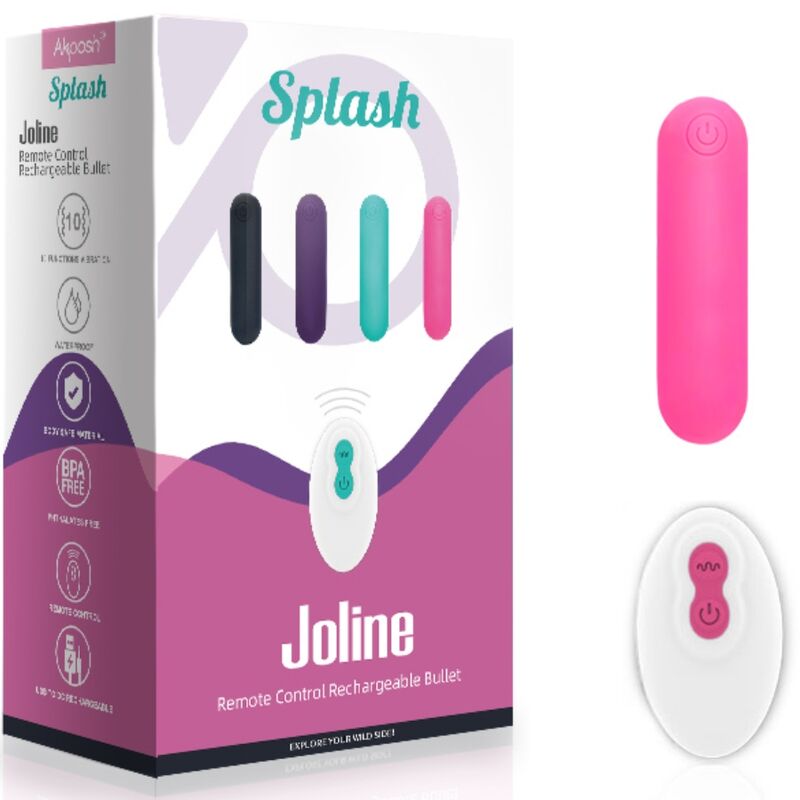 ARMONY - SPLASH JOLINE SILICONE VIBRATING BULLET REMOTE CONTROL 10 VIBRATIONS 65 X 15 CM PINK