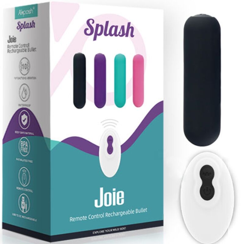 ARMONY - SPLASH JOIE SILICONE VIBRATING BULLET REMOTE CONTROL 10 VIBRATIONS 75 X 19 CM BLACK