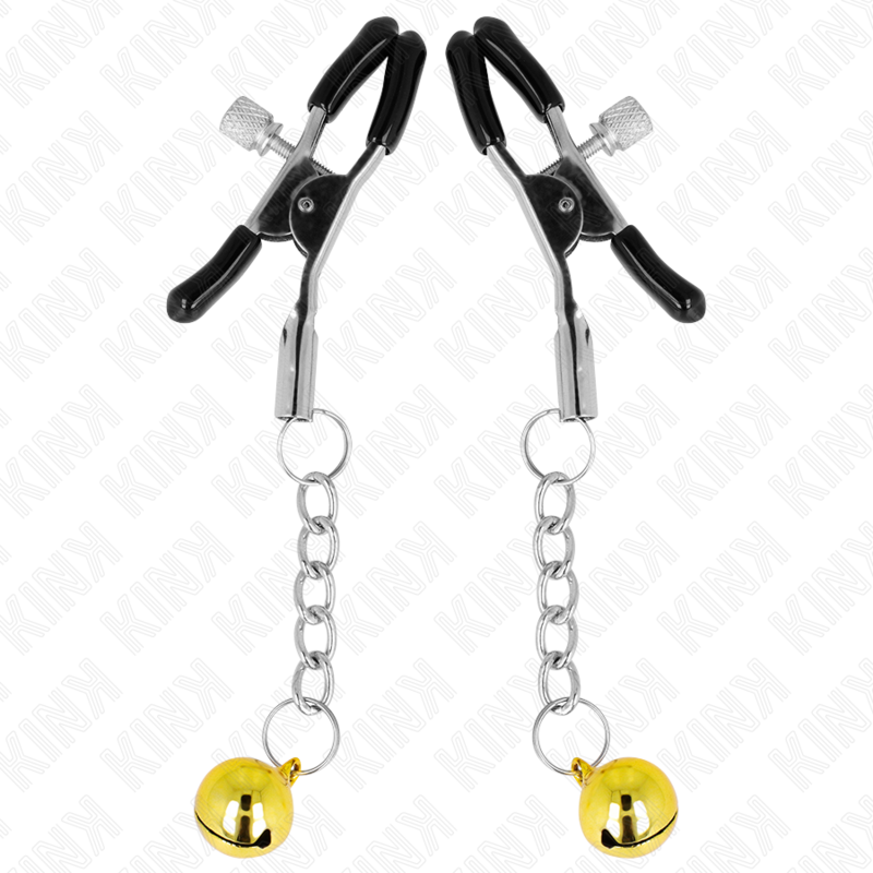 KINK - NIPPLE CLAMPS WITH GOLDEN BELL CHARM 6 CM