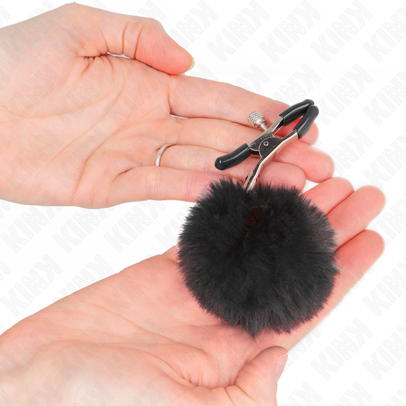 KINK Pinzas Para Pezones Con Pompón Negro 6 Cm – Accesorio Elegante Para Estimulación Sensual