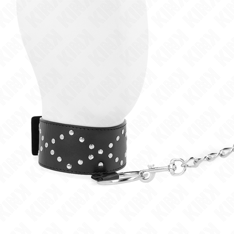 KINK - 65 CM SILVER STUDDED LEASH COLLAR MODEL 3 ADJUSTABLE 36-43 CM X 5 CM