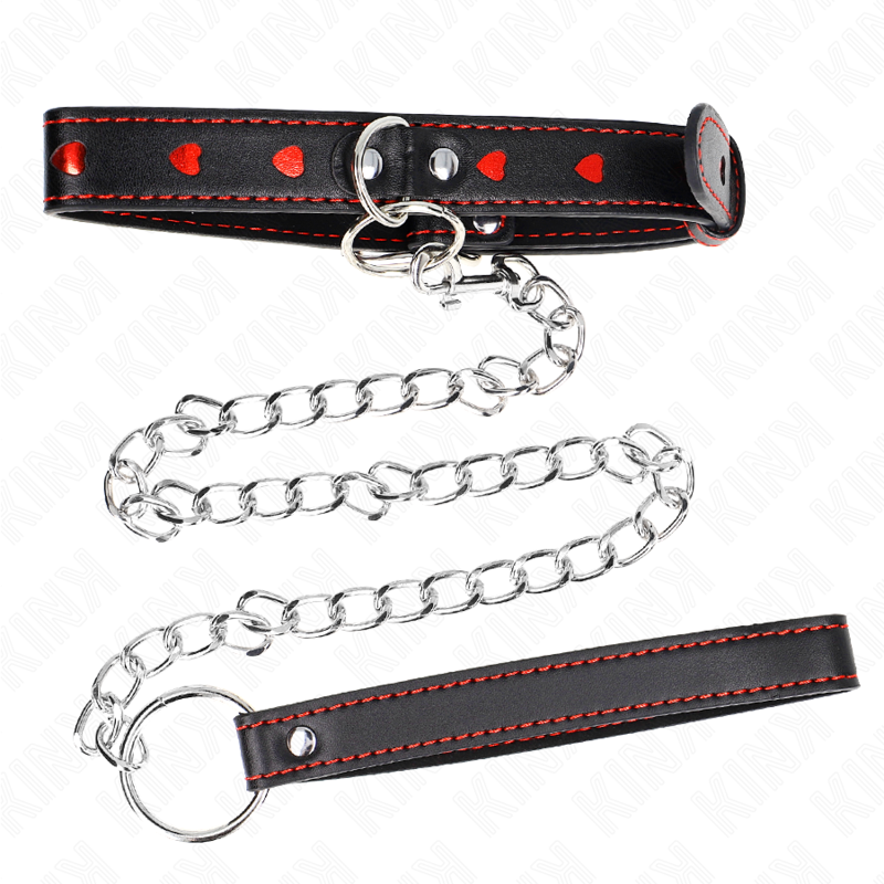 KINK - COLLAR WITH LEASH 65 CM HEART DETAILS 52.5 X 2.5 CM