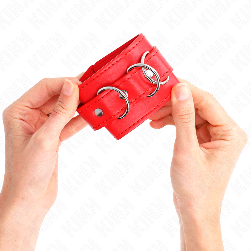 Comprar KINK Muñequeras Con 3 Anillas En D Ajustable Rojo – Diseño Estilizado Para Comodidad Y Estilo-Noxtic