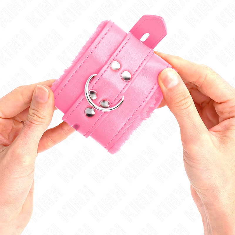 KINK - PINK SQUARE HOLE LINED WRISTBANDS WITH ADJUSTABLE PINK STRAP 17-29 CM X 6 CM