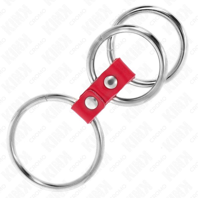 Anello KINK Triplo in Metallo con Pelle Rossa – Design Elegante per Comfort e Stile
