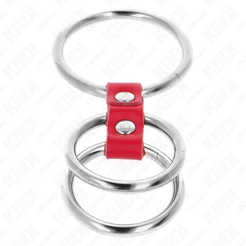 Comprar KINK Anillo Triple Metal Con Cuero Rojo – Diseño Elegante Para Mayor Comodidad y Estilo-Noxtic