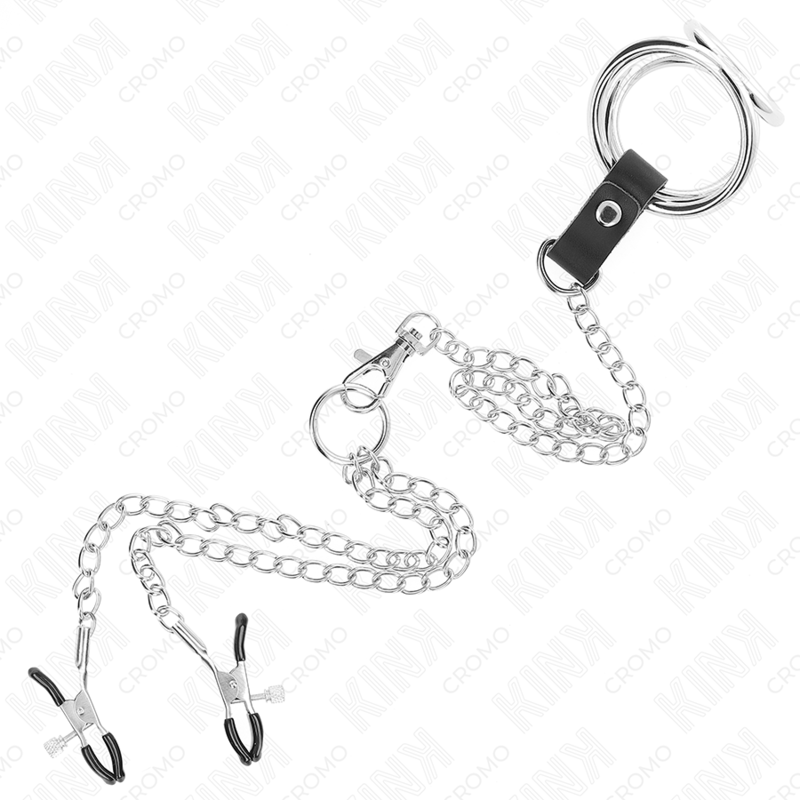 Comprar KINK Anillo Triple Metal Cromado – Diseño Elegante Con Cadena Para Estimulación Sensorial-Noxtic