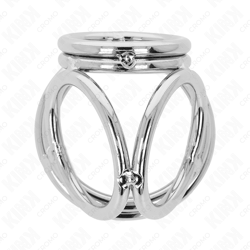 KINK - CHROME METAL TRIPLE PENIS RING 3.8 CM TO 5 CM MODEL 1
