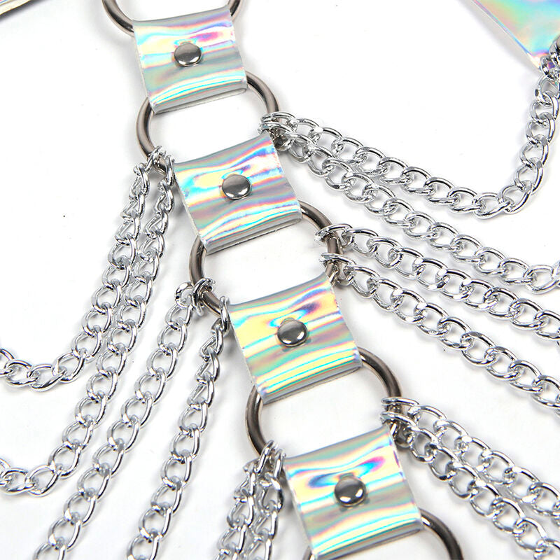 SUBBLIME Pettorina con Anelli e Catene Argento – Design Elegante per la Libertà Sensoriale