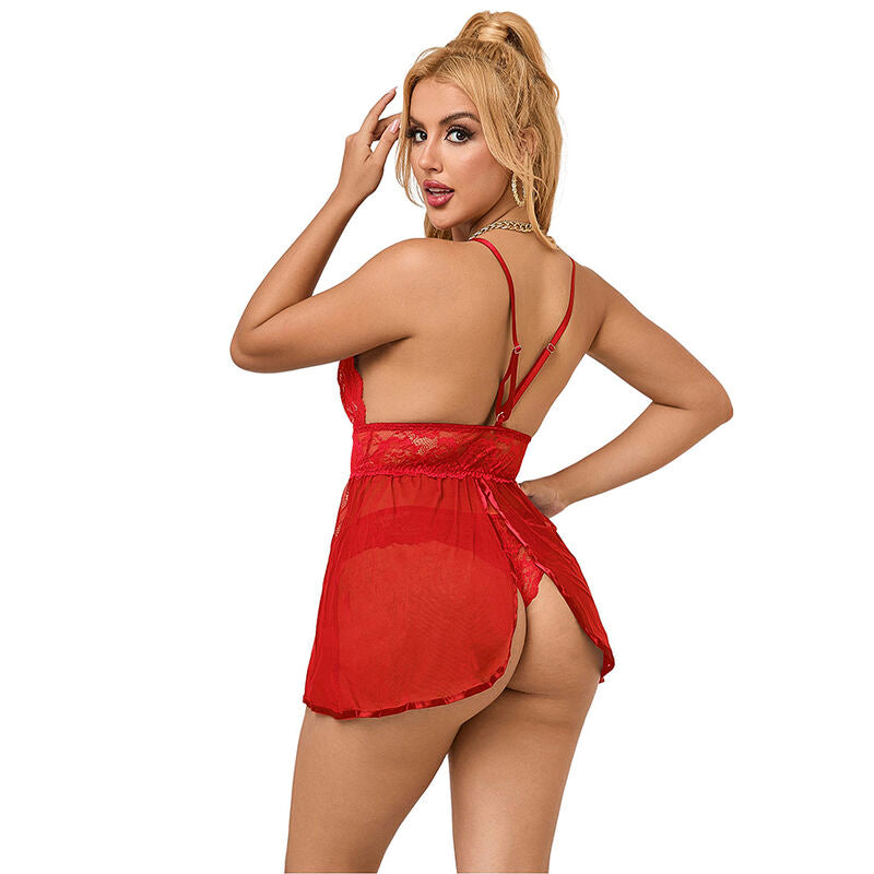 Comprar SUBBLIME Babydoll Apertura Trasera Rojo L XL – Lencería Elegante Con Diseño Seductor-Noxtic