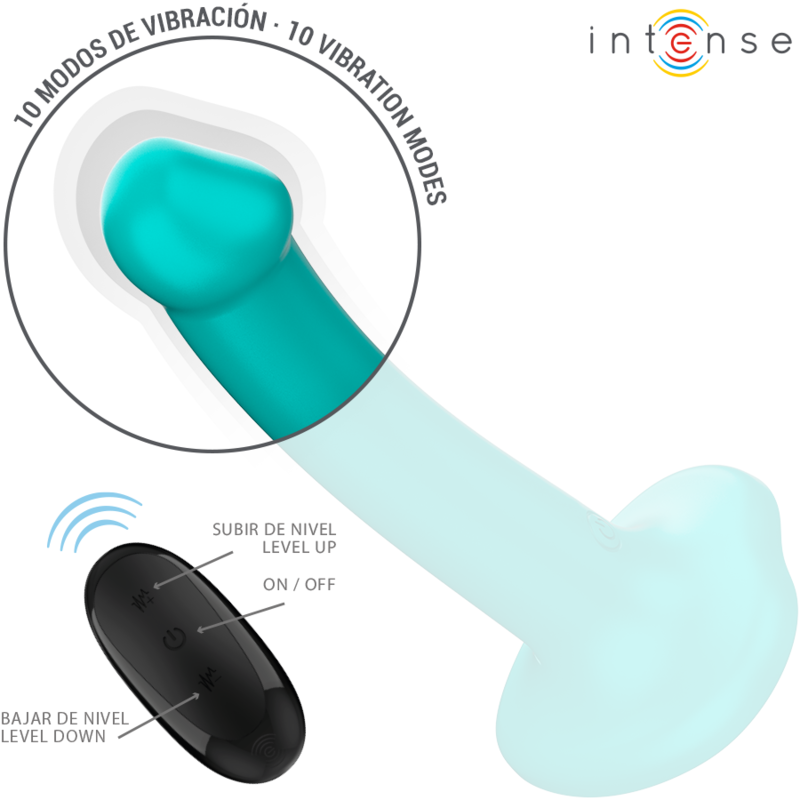 INTENSE - KATIE VIBRATOR WITH SUCTION CUP 10 VIBRATIONS DARK BLUE REMOTE CONTROL