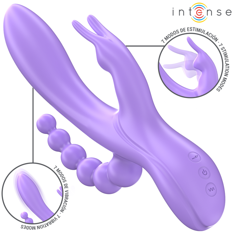 Comprar INTENSE MIKO Triple Vibrador Rabbit – Estimulador Multifuncional Con Siete Modos De Vibración-Noxtic