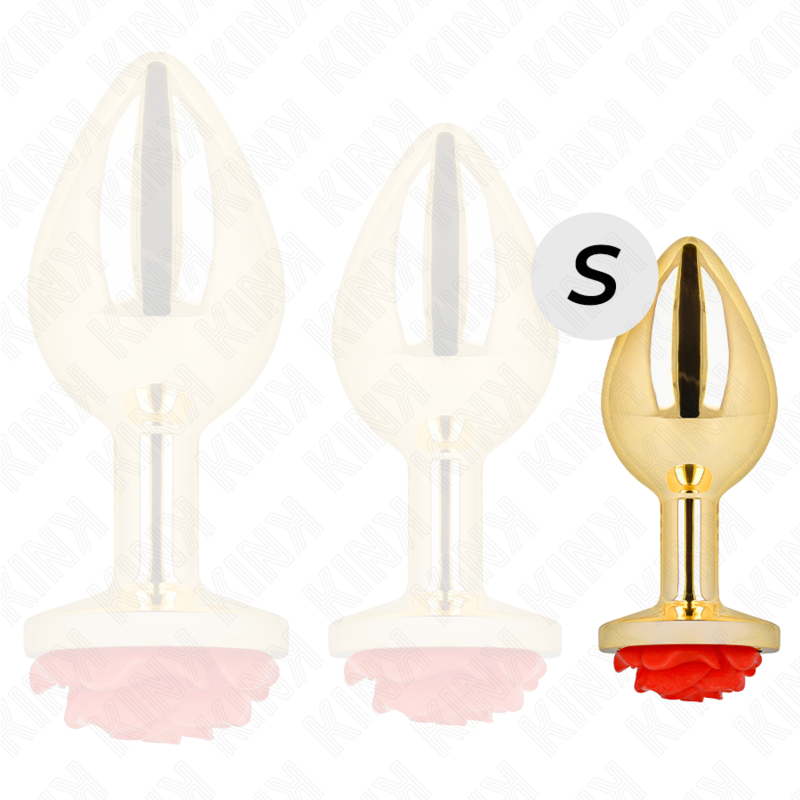 KINK Gold Plug Anale Rosa Rossa Taglia S – Design Elegante con Ornamento Sensuale per il Piacere Intimo