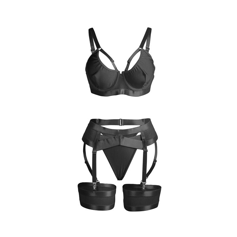 SUBBLIME Reggiseno con Giarrettiera Nero S/M – Lingerie Elegante con Design Moderno per il Massimo Comfort