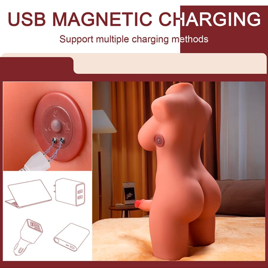 XISE - MIAH LADY BOY TORSO FEMENINO CON DILDO CON VIBRACIÓN Y THRUSTING 55 CM