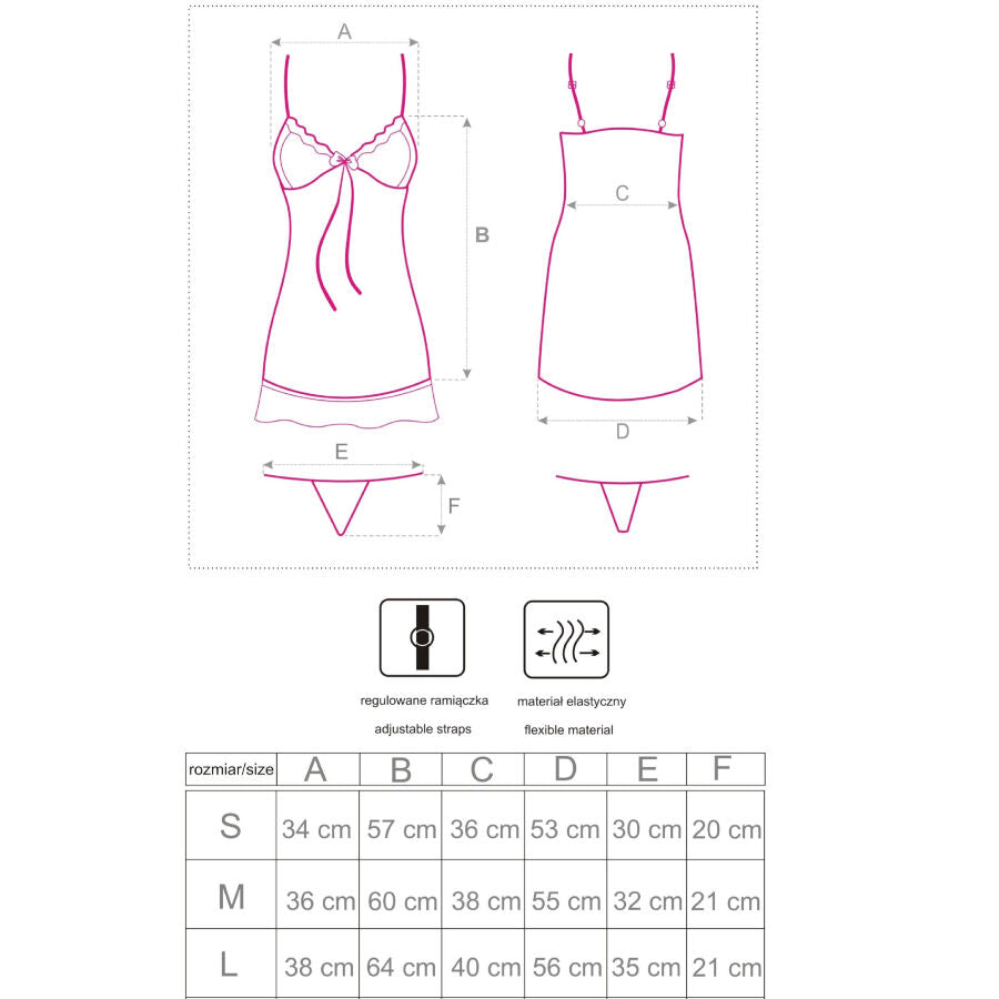 LIVCO CORSETTI FASHION - HYEONA 1710 BABYDOLL + TANGA ROSA S