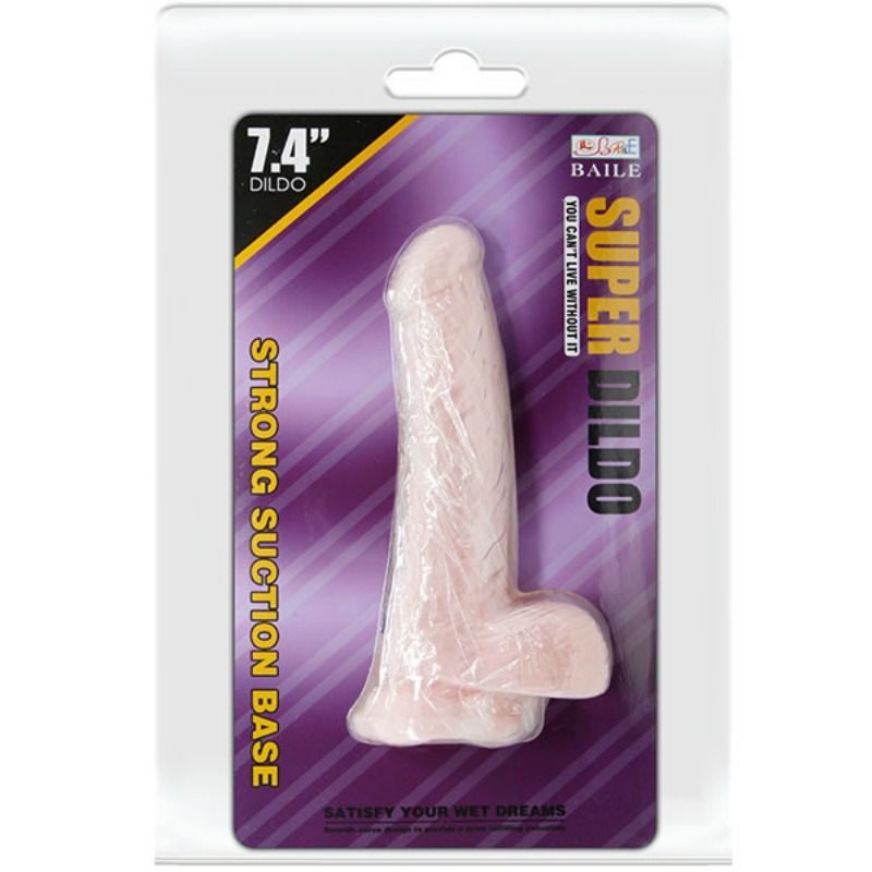 BAILE Dildo Naturale Realistico 18,8 cm – Texture Morbida con Ventosa per una Maggiore Stabilità