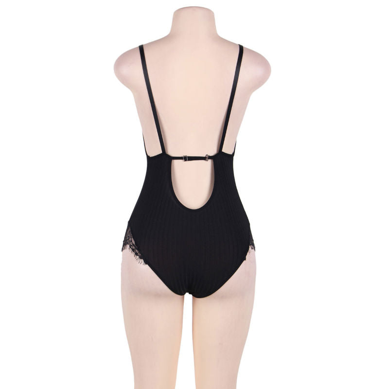 Comprar SUBBLIME Teddy Con Franjas Negro Talla Grande – Lencería Sensual Con Diseño Elegante Para Máxima Comodidad-Noxtic