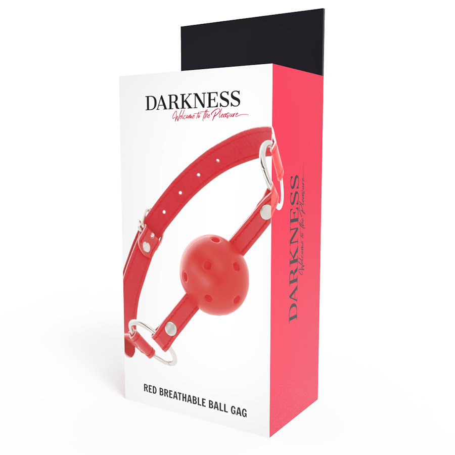 Comprar DARKNESS Mordaza Transpirable Roja – Ajuste Perfecto Con Correas De Cuero Elegantes-Noxtic