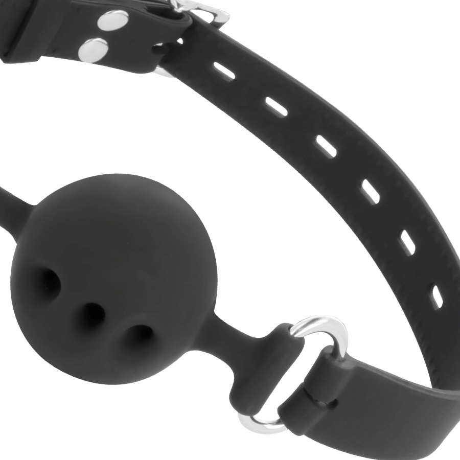 Comprar DARKNESS Mordaza Transpirable Silicona Negra – Diseño Ajustable Con Correas De Cuero Elegantes-Noxtic