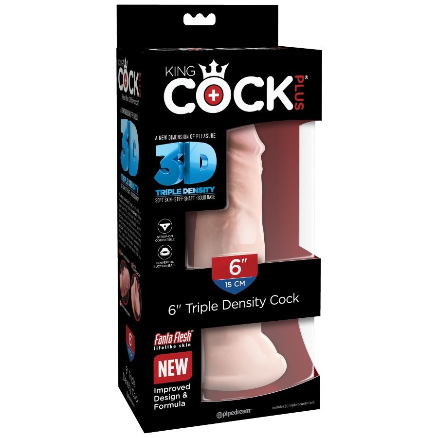KING COCK Dildo Triple Densidad 15 CM – Diseño Con Eje Interno Rígido Y Piel Suave Para Placer Óptimo