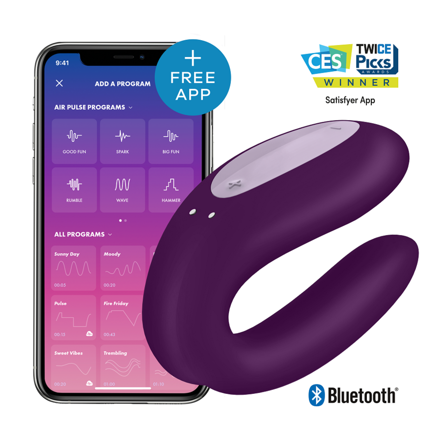 Comprar Satisfyer Double Joy Con App Morado – Estimulador Ergonómico Para Placer Personalizado-Noxtic