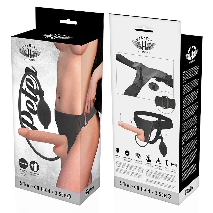HARNESS ATTRACTION - ARNÉS PETER CON PENE HINCHABLE 18 CM -O- 3.5 CM-HARNESS ATTRACTION-Noxtic