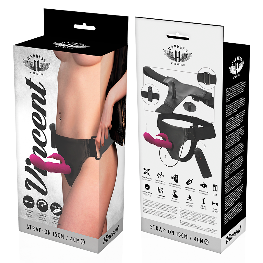 HARNESS ATTRACTION - ARNÉS VIBRADOR RABBIT VINCENT 15 CM -O- 4 CM-HARNESS ATTRACTION-Noxtic