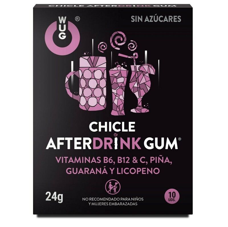 WUG GUM After Drink Chicle Resaca 10 Unidades – Complemento Refrescante Para Recuperación Después de Fiestas