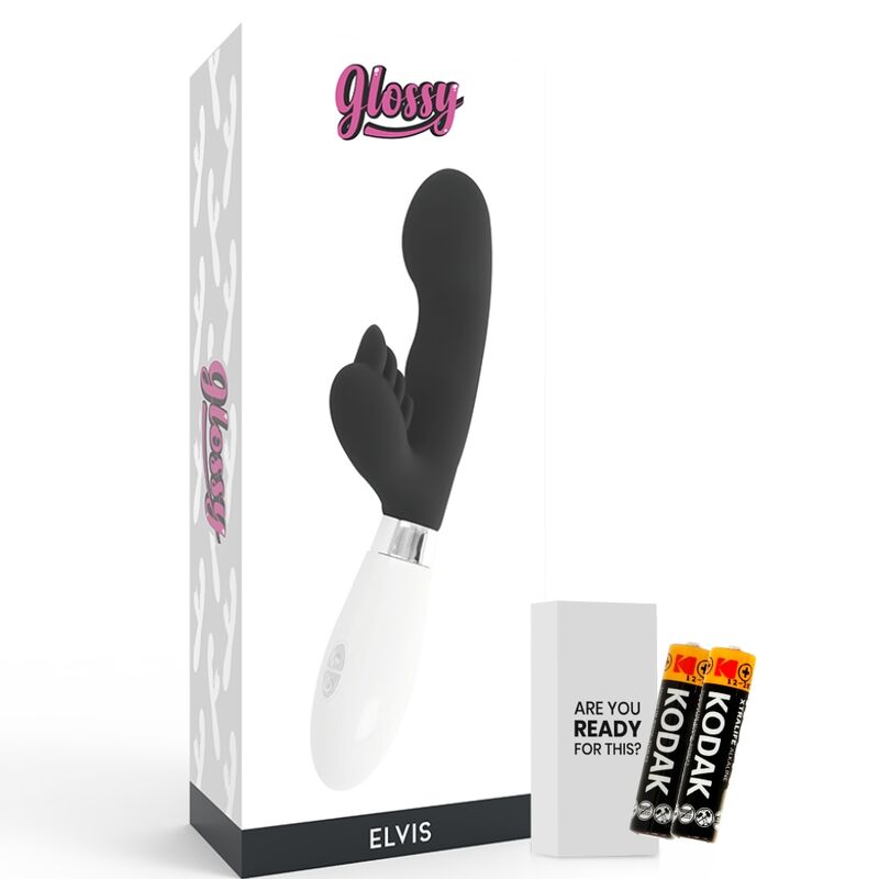 GLOSSY Elvis Rabbit Negro – Vibrador Erótico Con 10 Funciones De Vibración