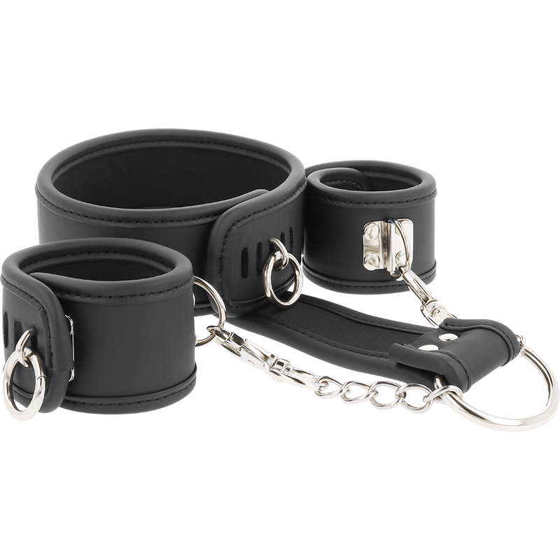 Comprar Fetish Submissive Collar Y Esposas Vegan Leather – Set Elegante Con Forro De Neopreno Para Comodidad Durante Juegos-Noxtic