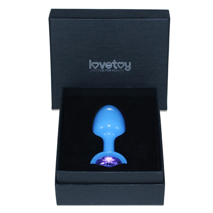 Plug Anal de Metal Azul Rosebud con Joya Azul