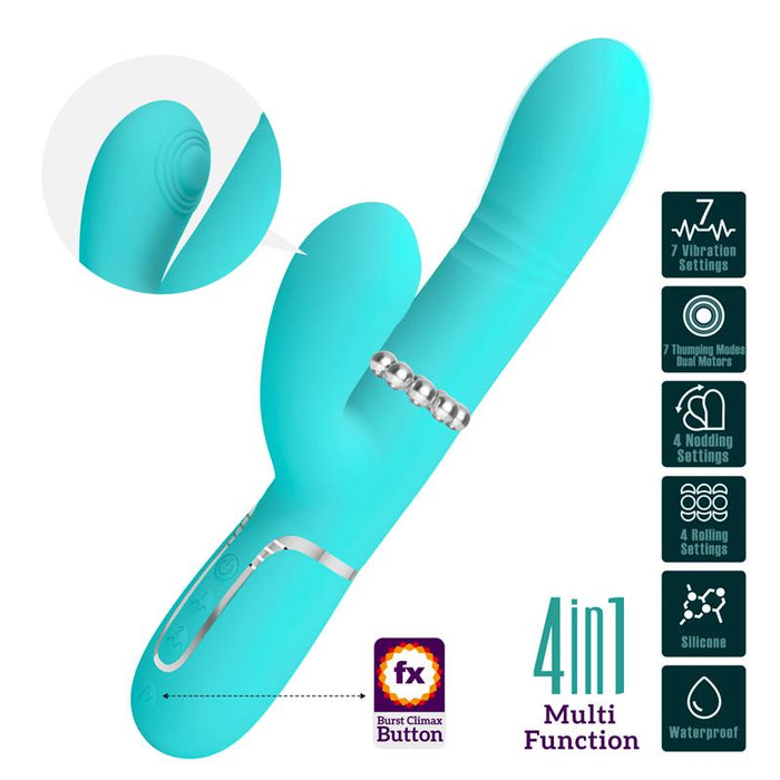 Mariana Vibrador 4 en 1 Silicona Turquesa