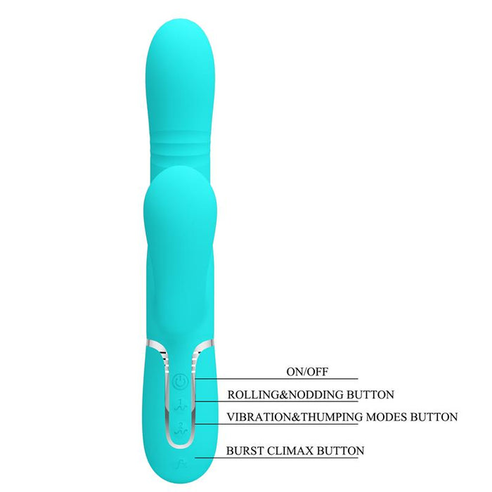 Mariana Vibrador 4 en 1 Silicona Turquesa
