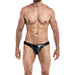 Slip Bikini de Corte Bajo Provocative Negro Skai