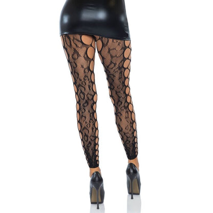 Comprar LEG AVENUE Medias Sin Pies De Encaje De Leopardo – Diseño Seductor Con Entrelazado Lateral-Noxtic